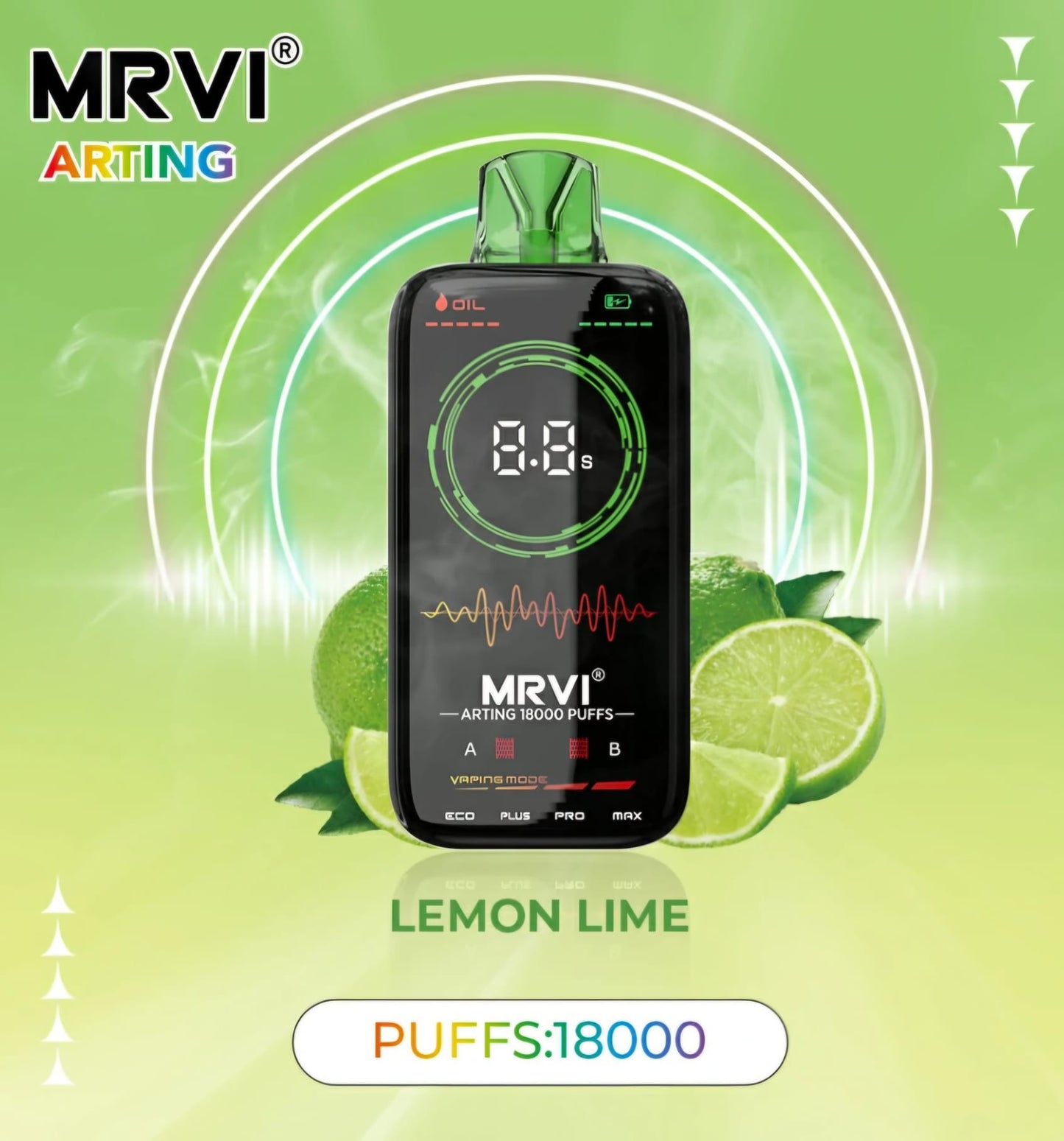 MRVI Arting 18000 Puffs Dual Mesh Full Screen Display 5%Nicotin "1FLAVOR=1BOX=10PIECES"