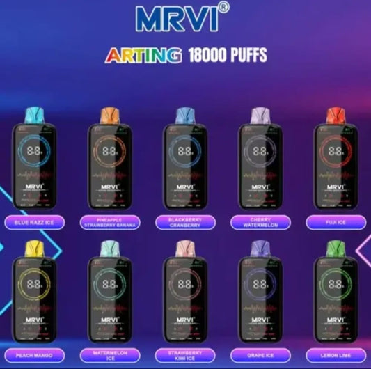 MRVI Arting 18000 Puffs Dual Mesh Full Screen Display 5%Nicotin "1FLAVOR=1BOX=10PIECES"